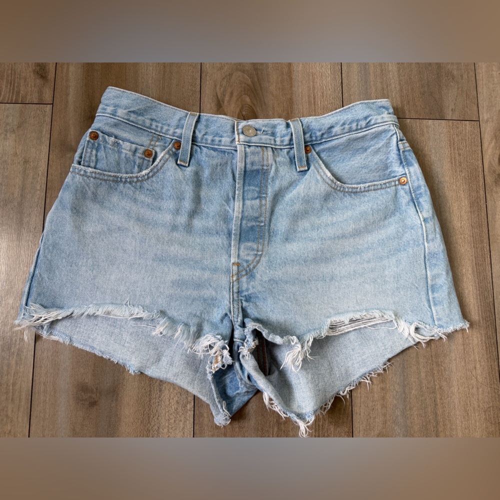 Levi's Light Blue Distressed Cutoff Denim Shorts